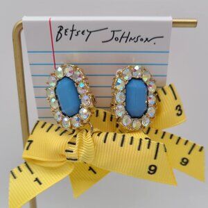 Betsey Johnson Measuring Tape Blue Stone Statement Earrings NWT!